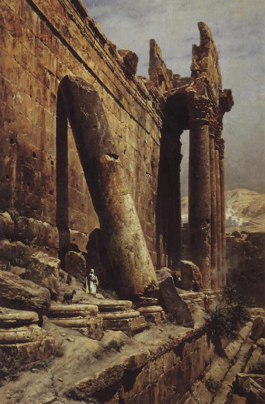 Gustav Bauernfeind Temple Ruins of Baalbek China oil painting art